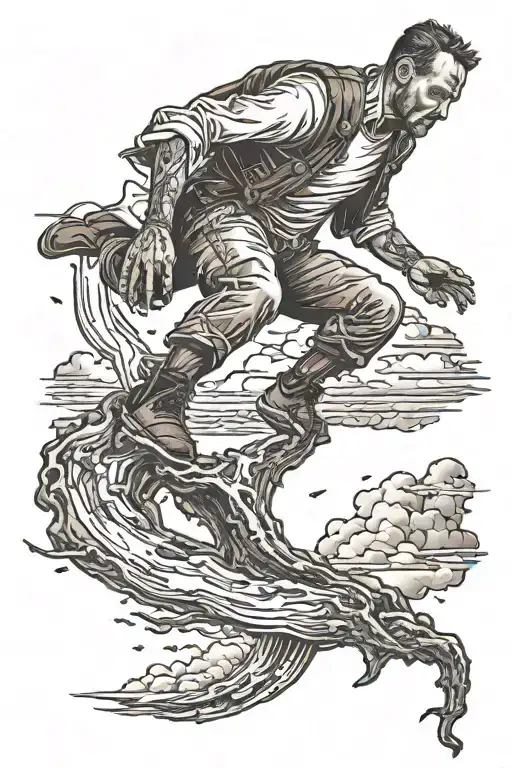 Crippled Man Falling From A Scar In The Sky