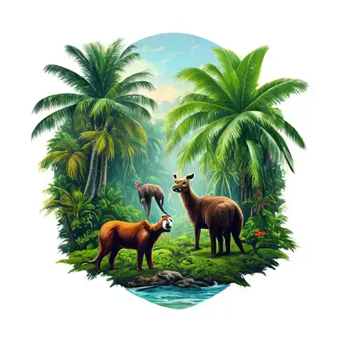 Tropical Forest And Animals