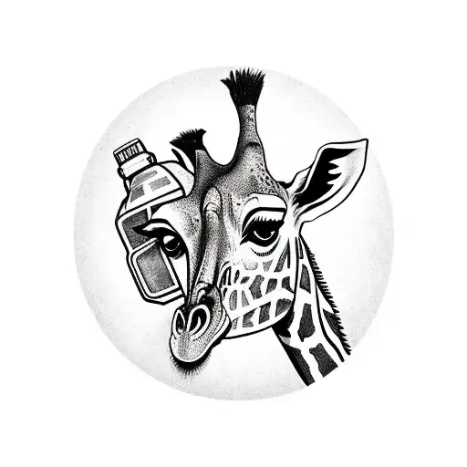 Giraffe In Space Wearing A Helmet