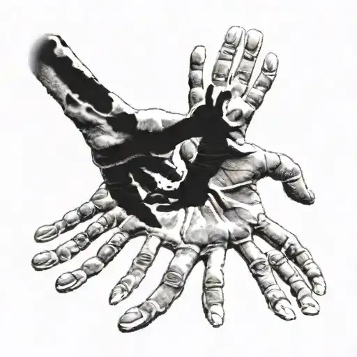 Foot And Hand Print Of A Daughter Shadow Walking