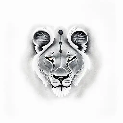 Crusifix And Tree And Lioness