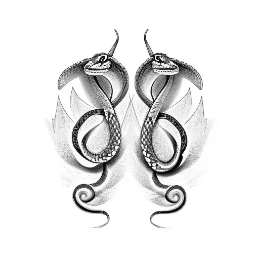 Two Snakes Wrap Around A Dagger