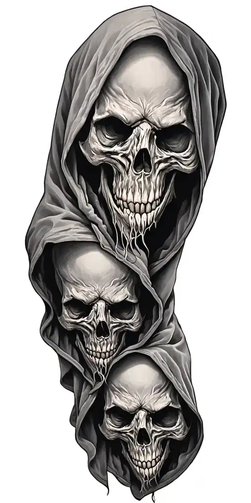 Demonic Skulls In Hoods Realistic