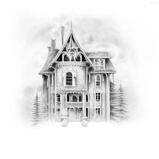 Haunted House Surounded By Darkness