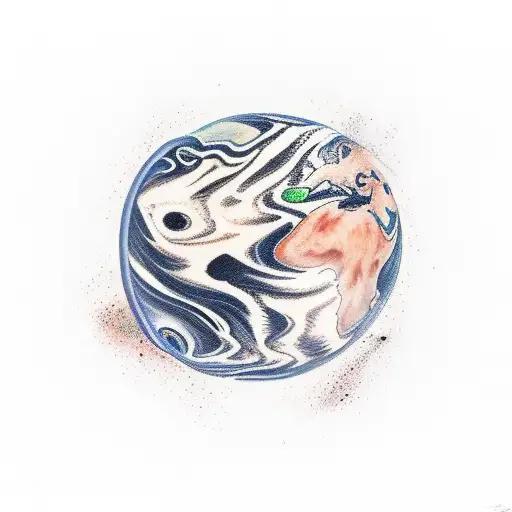 Colored Earth From View Of Space With Planets In Background