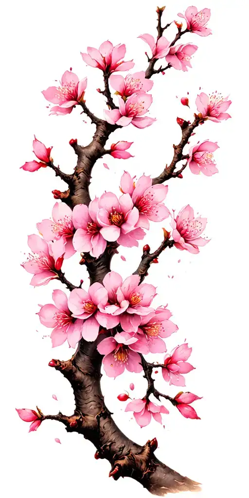 Two Cherry Blossom Branches Intertwined Symbolizing Strength And Resilience
