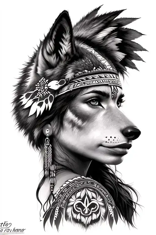 Wolf Native American Woman