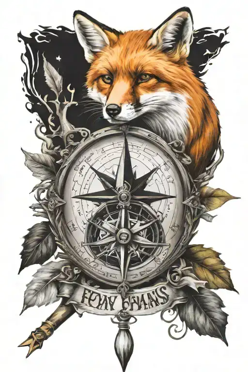 Fox And Compass With Word Henry