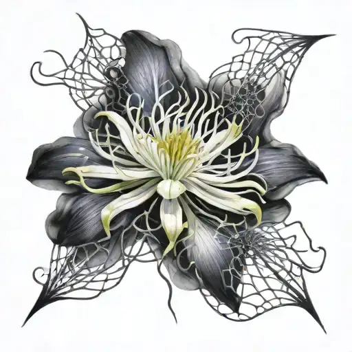 Spider Lily With Web And Spider All Over On The Scorpio Zodiac Sign