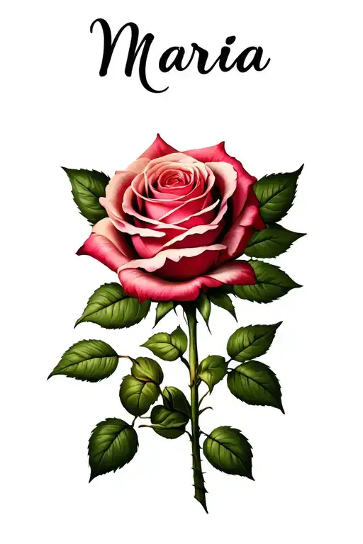 Rose With The Name Maria As The Stem Growing