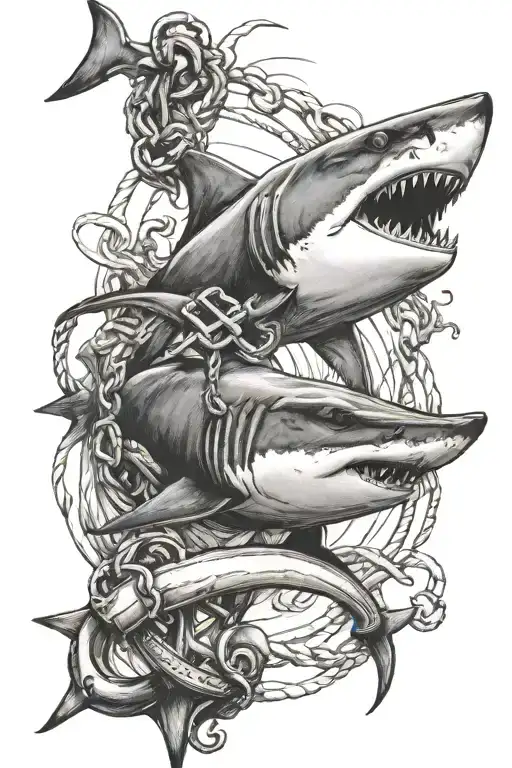 Shark And An Anchor Intertwined