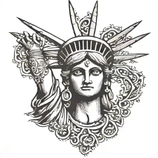 Statue Of Liberty South Indian Nosering And Henna