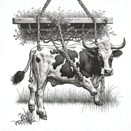 Cow And Swing On A Field