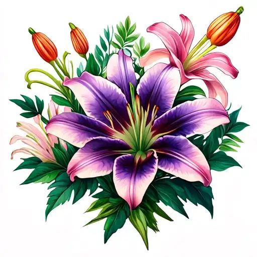 Aurora Lily Flower And Azalea Flower Bouquet