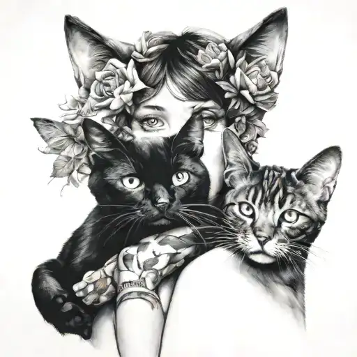 Women Holding A Black Cat