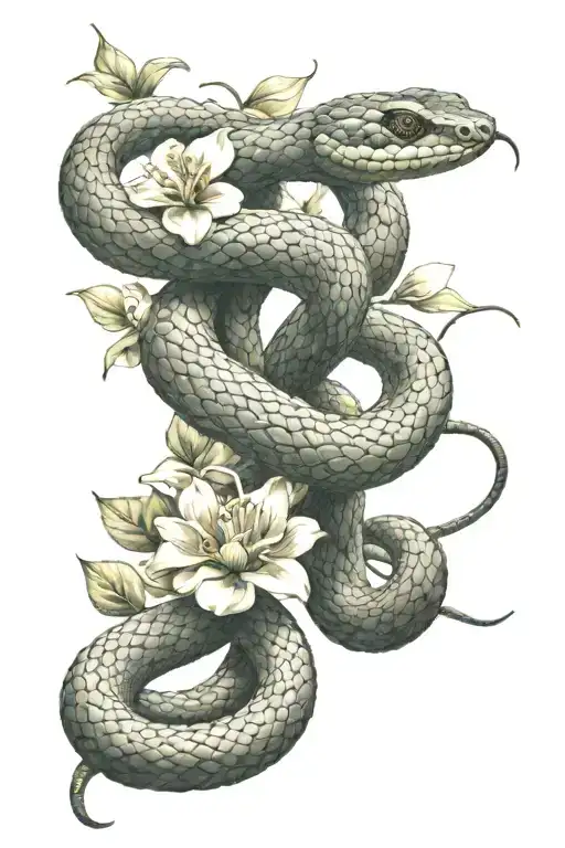 A-scaly-snake-slithers-through-blooming-flower