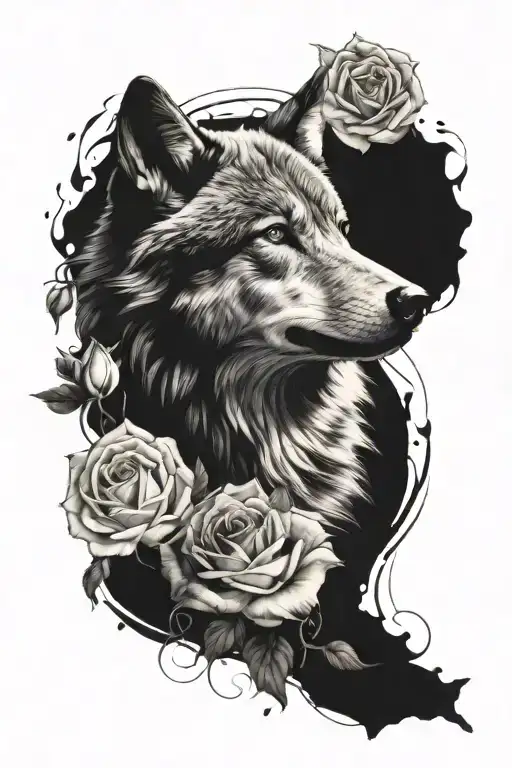 Wolf Blended By Roses