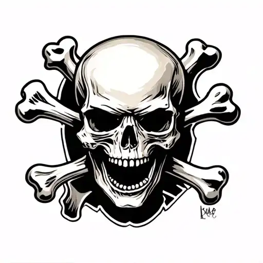 Skull Crossbones No Shading No Shadows Projected Mouth Open