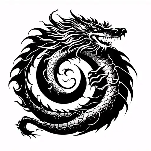 Kaizen Symbol Surrounded By Dragon Wrapped