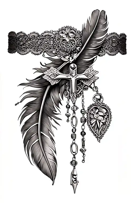 Rosary And Feather Garter