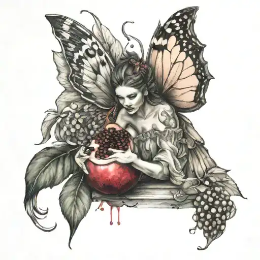 A Fairy Eating A Pomegranate