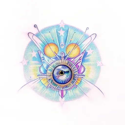 Butterfly With Stars Moon And Sun