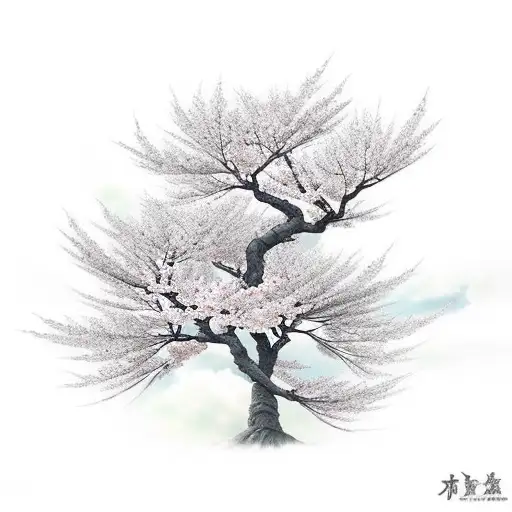 Cherry Blossom Tree And Clouds Dragon