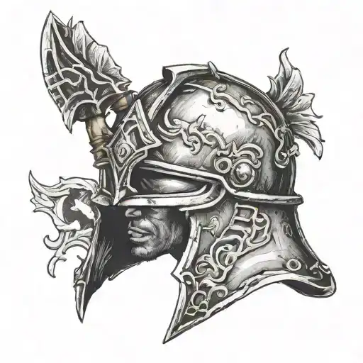 Damaged Warrior Helmet Front Profile