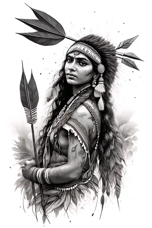 Indian Woman With Arrows In