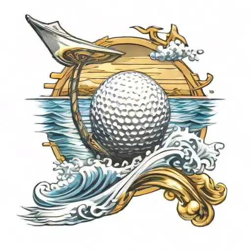 A Golf Ball Morphing Into A Boat Sailing On A Sea Of Gold Bars
