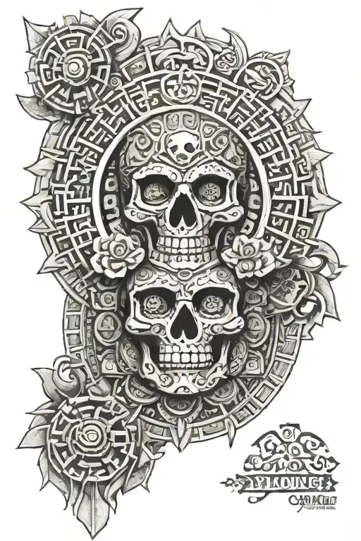 Aztec Calendar With Skull