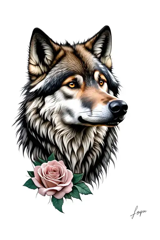 Wolf Blended By Roses