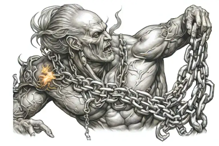 Prometheus Giving Fire With Chains Wrapped