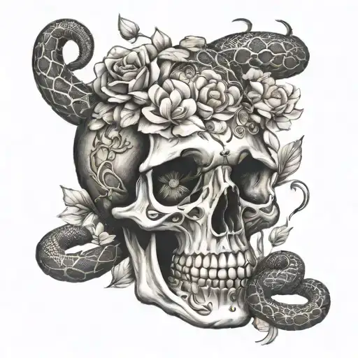 Skeleton Snake In Flowers