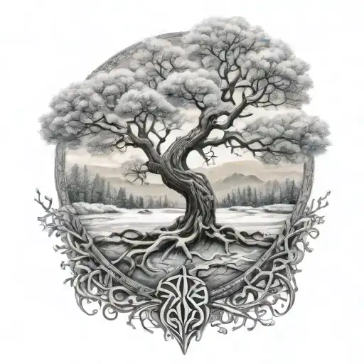 Celtic Tree Of Life Winter Landscape