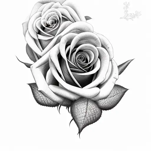 Print Red Rose With Leef