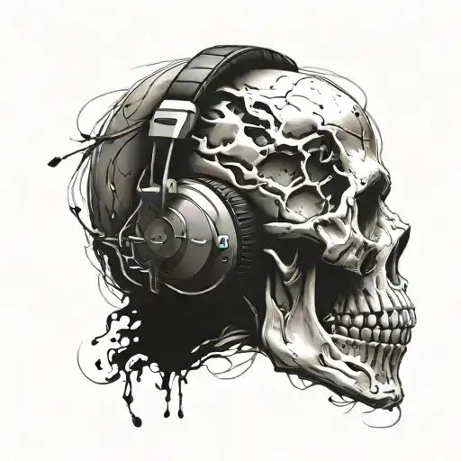 Skull Wearing Headphones