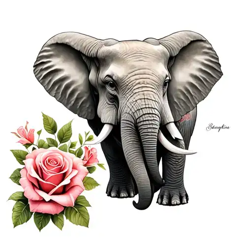 Rose And Elephant Holding