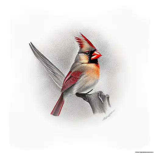 Female Cardinal Resting Her Head Against A Male Cardinal