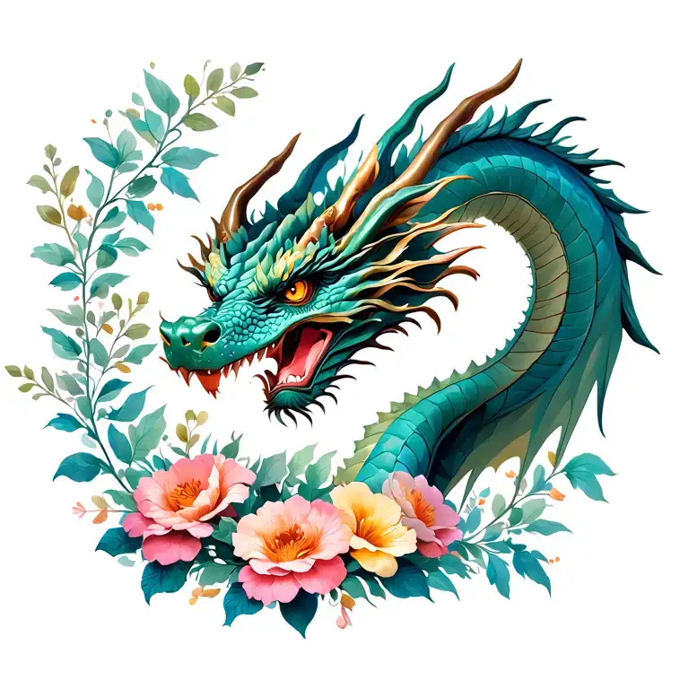 Dragon With Flowers