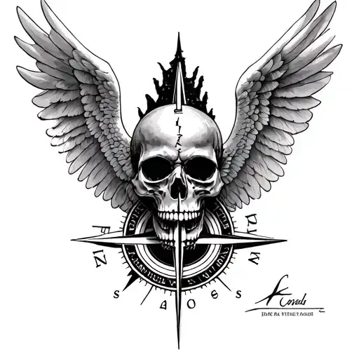 Wailing Skulll Angel Castle Compass