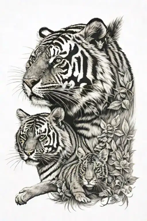 Tiger With Badger And Rabbit In Markings