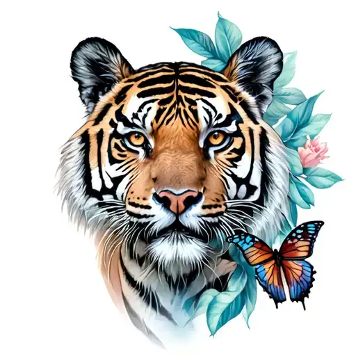 Tiger And Butterfly Emerging