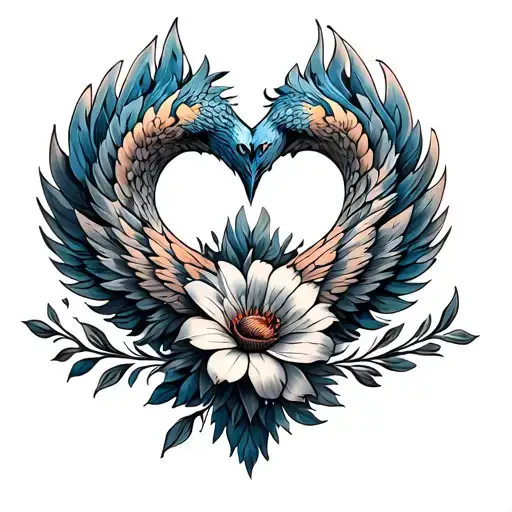 Phoenix Infinity Sign Heart Flower