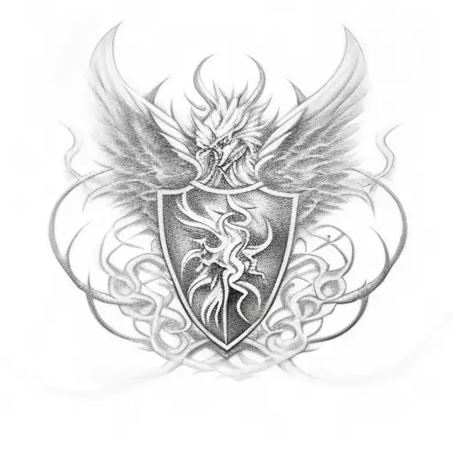 Shield With Phoenix And Ifrit