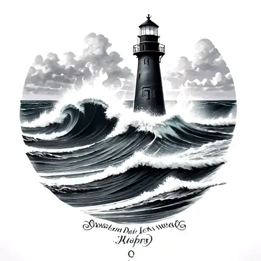 Black Lighthouse In The Ocean Waves