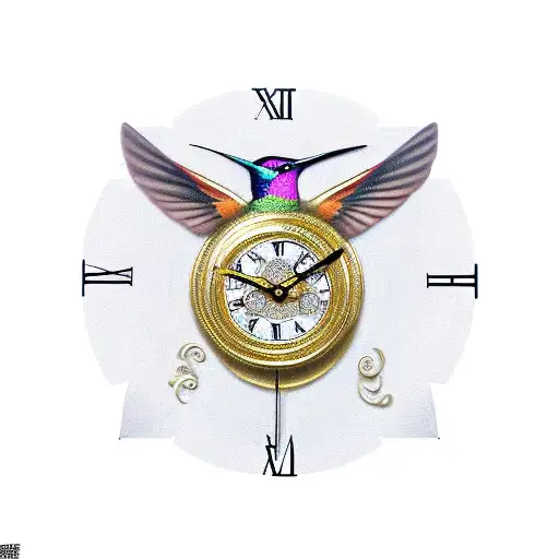 A Gold Annversiry Clock With Humming Bird