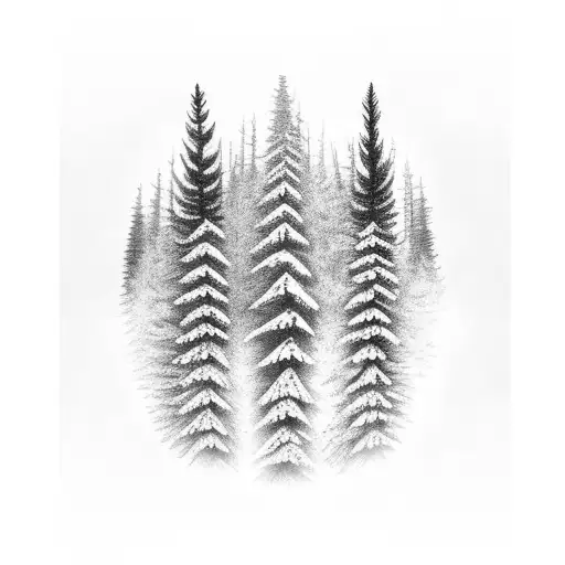 Forest Of Pine With Wolf