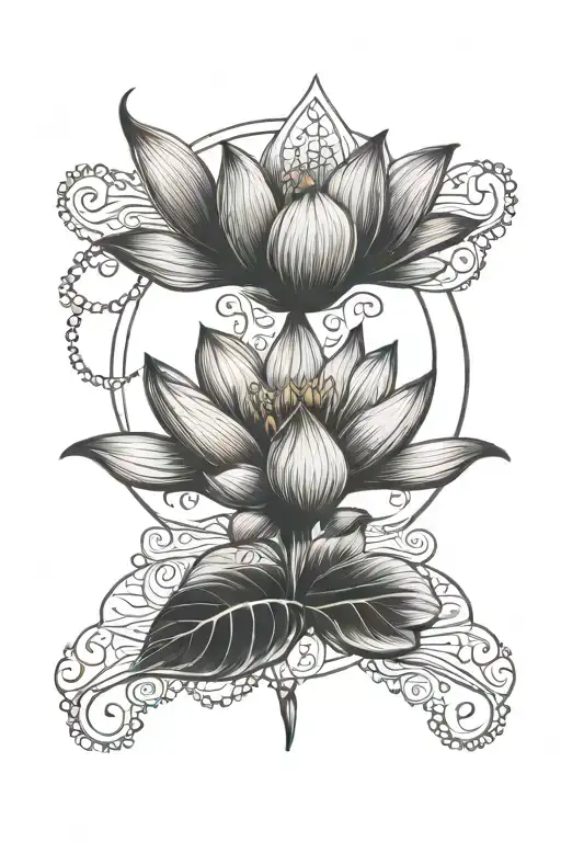 Unalome Symbol With Lotus