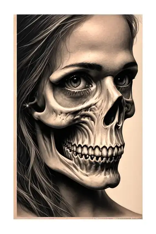 Woman's Face With Skull